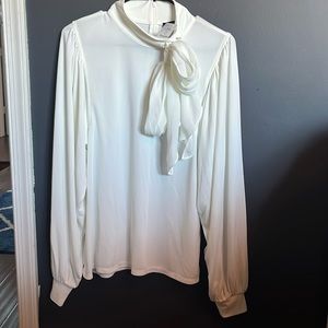 Long Sleeve Blouse, Bow Sash Collar